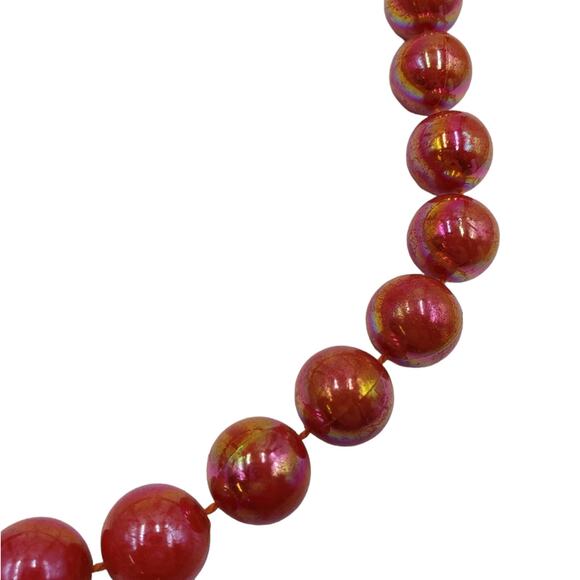 Vintage 80s Acrylic Bead Necklace Red Shimmer - Picture 3 of 3